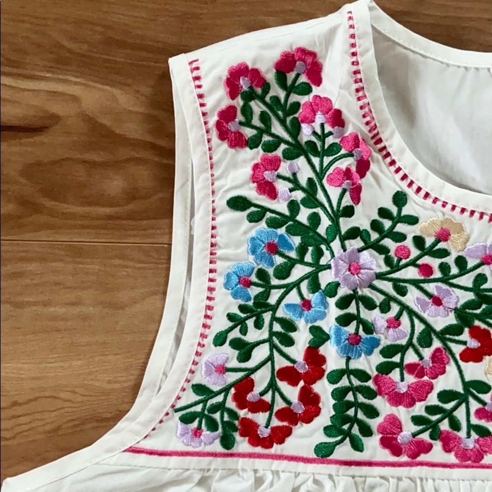 SHEIN 100% Cotton Embroidered Sleeves Top - Picture 5 of 14